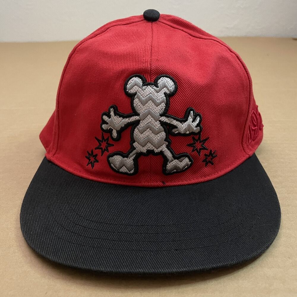 Mickey Mouse Disney Hat Cap Snapback Adult Adjustable Red Black One Size Mens